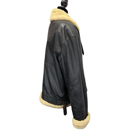 J. Elkin Alamo Uomo Faux Shearling Leather Aviator Jacket Brown Size Large - Picture 3 of 13